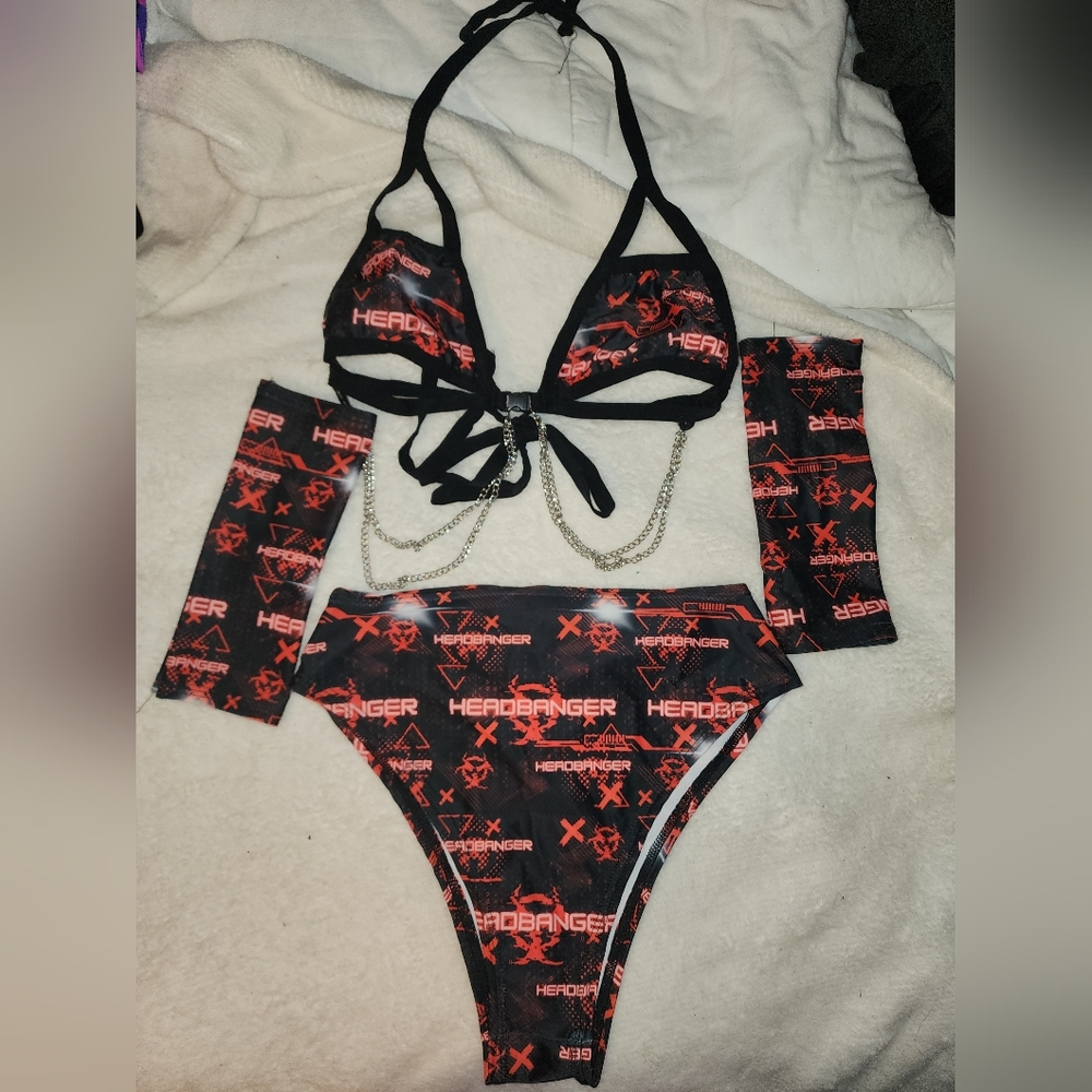Black and Red Headbanger Rave Set Size Large